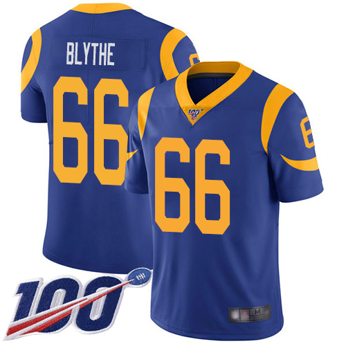 Los Angeles Rams Limited Royal Blue Men Austin Blythe Alternate Jersey NFL Football #66 100th Season Vapor Untouchable